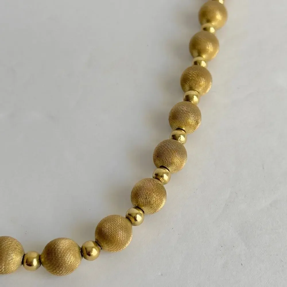 Whiting & Davis Mesh Bead Necklace‎ Gold Tone Metal Beaded Vintage 60s Retro 18”